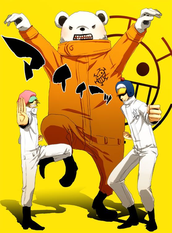 Trafalgar Law,Heart Pirates,Bepo,Jean Batr,Casquatie,Penguin,One Piece