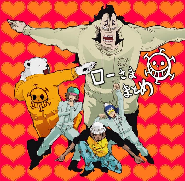 Trafalgar Law,Heart Pirates,Bepo,Jean Batr,Casquatie,Penguin,One Piece