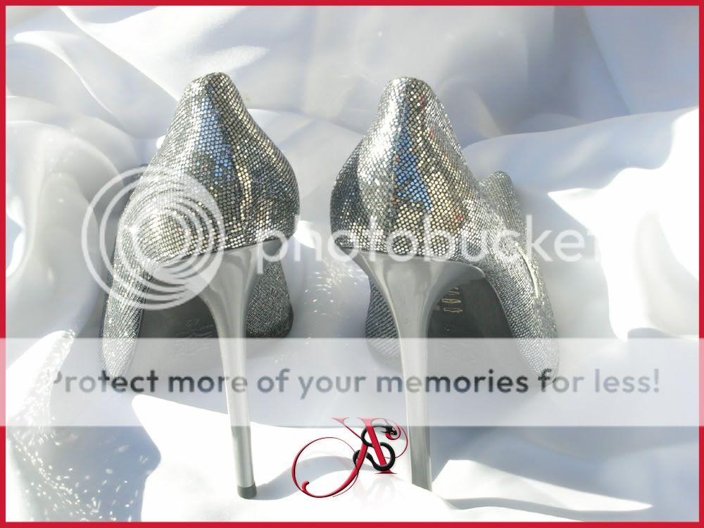 Hot Sexy Glitter Glamour Silver Shoes Made in Italy